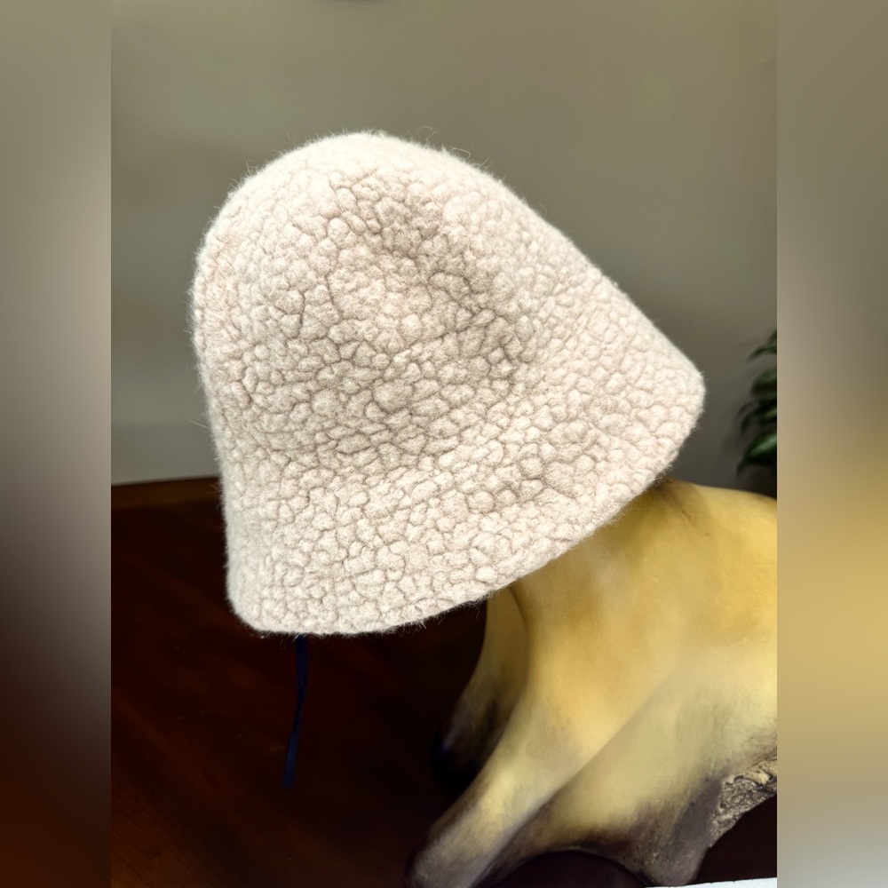 Cream Sherpa Bucket Hat Unisex Mixed Wool Alpaca